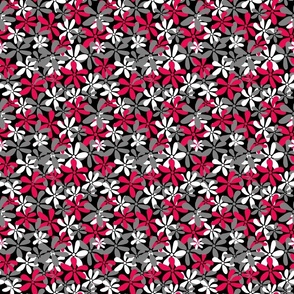 Ditsy Daisies Black, grey and Cerise
