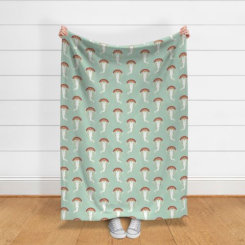 Exotic Elephants White on Seafoam Green