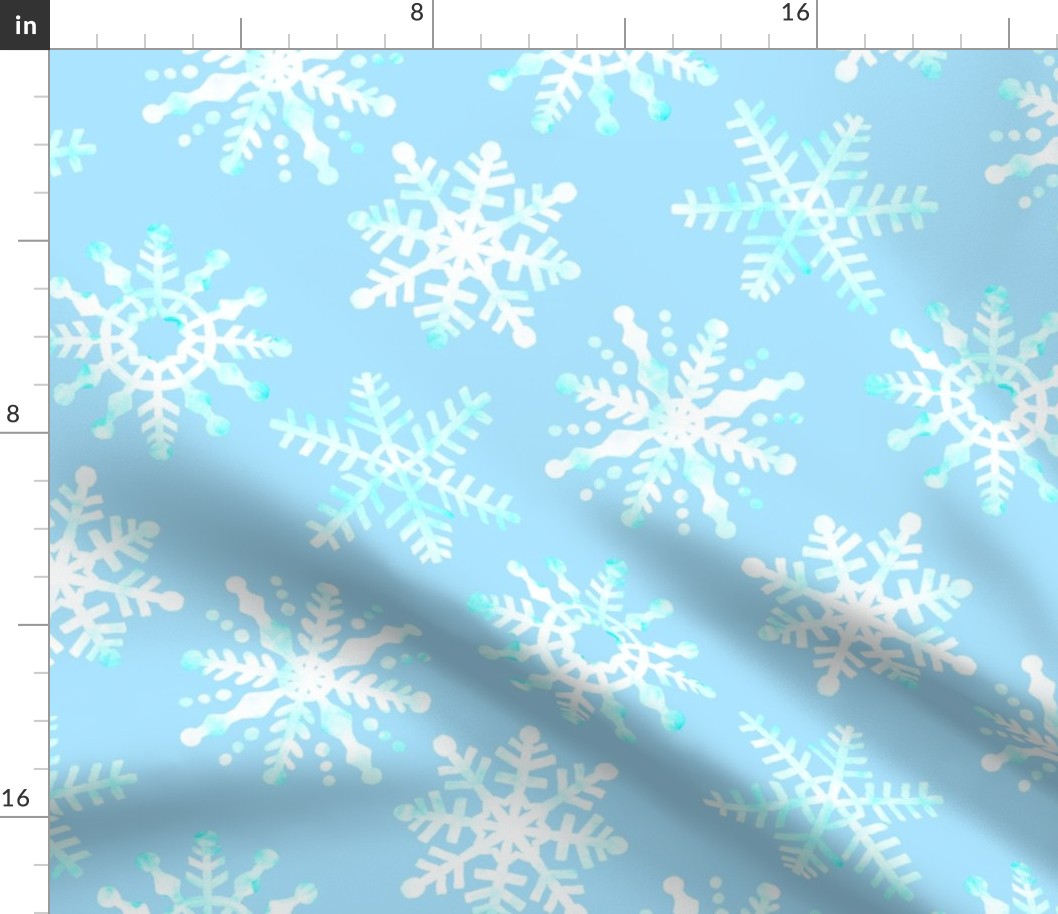 Watercolor Snowflakes - Light Blue Large Scale