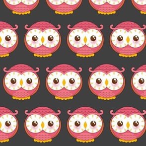 Hoo Hoo Owls Pink on Gray - Large