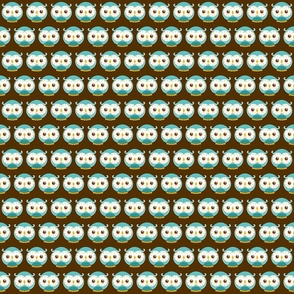 Hoo Hoo Owls Blue on Brown