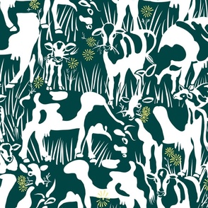 Meadow Cows | Deep Green/Yellow