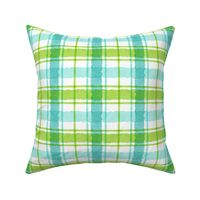 Watercolor Christmas Plaid - Blue Green Regular Scale