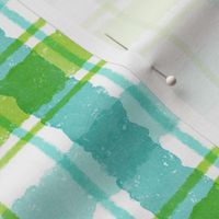 Watercolor Christmas Plaid - Blue Green Regular Scale