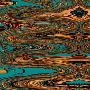 DSC8 - Large - Surreal Dreams in Gold  and Turquoise Rotation