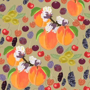 stone fruits pattern Beige