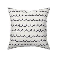 Ocean waves doodles offwhite/navy by DEINKI (medium scale)