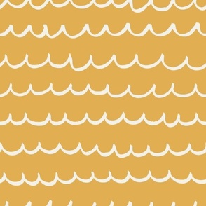 Ocean waves doodles yellow by DEINKI (medium scale)