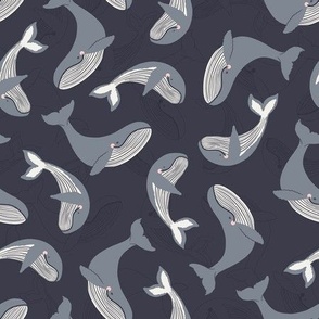 cute whales navy by DEINKI (medium scale)