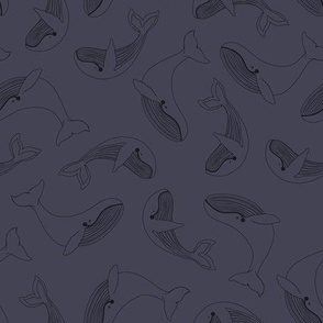 cute whales lines navy by DEINKI (medium scale)