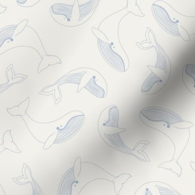 cute whales lines offwhite/light blue by DEINKI (medium scale)