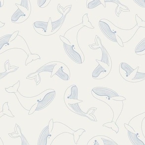 cute whales lines offwhite/light blue by DEINKI (medium scale)