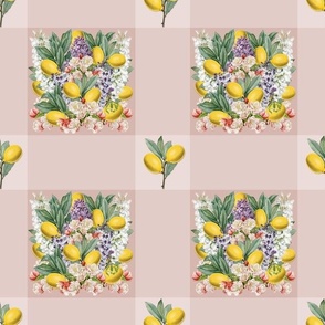 SUMMER TABLECLOTH - LEMON LILAC COLLECTION (FADED CORAL)