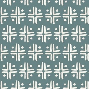 abstract mudcloth geo - dark teal and cream