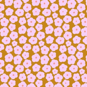 Pink floral mustard background