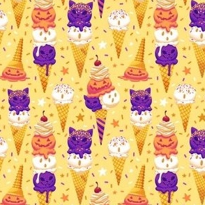 Spooky Ice Cream Friends on Yellow 1/2 Size