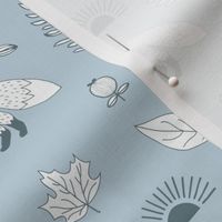 Wild fall foxes leaves and woodland garden kids design soft baby blue boys 