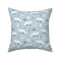 Wild fall foxes leaves and woodland garden kids design soft baby blue boys 