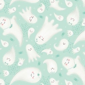 Cute Pastel Green Halloween Ghosts / Small Scale