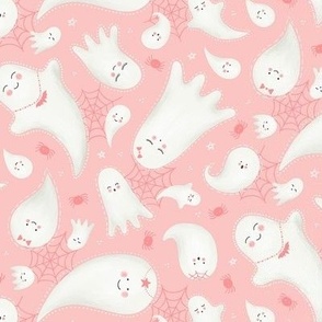 Cute Pastel Pink Halloween Ghosts / Small Scale