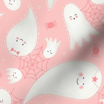 Cute Pastel Pink Halloween Ghosts