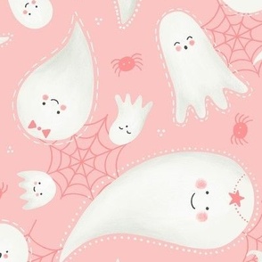 Cute Pastel Pink Halloween Ghosts