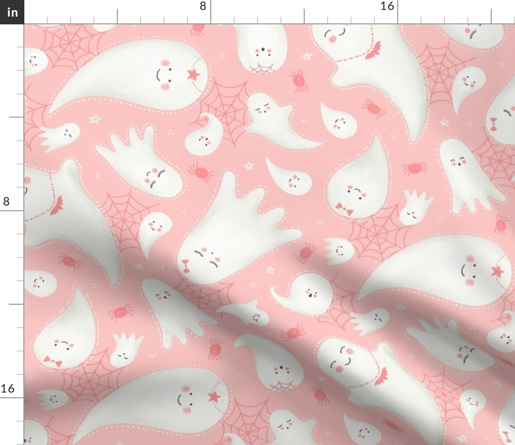 Cute Pastel Pink Halloween Ghosts