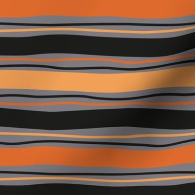 Small scale // Witches socks // horizontal orange and black Halloween stripes over dark grey
