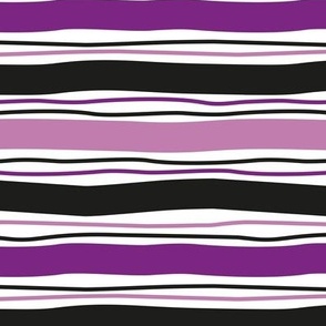 Small scale // Witches socks // horizontal purple and black Halloween stripes over white