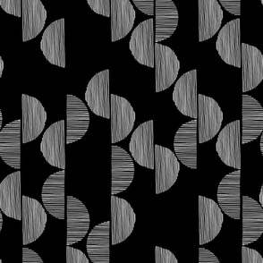 Drawn Half Moon Geometric Vertical Stripes // Black & White Large