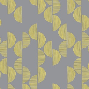Drawn Half Moon Geometric Vertical Stripes // Pantone Gray & Yellow Large