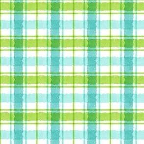 Watercolor Christmas Plaid - Blue Green Small Scale