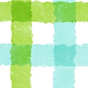 Watercolor Plaid V2 - Blue Green Large Scale
