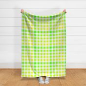 Large Bright Yellow and Green Ombré  Shade Gingham Check Plaid