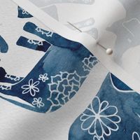Floral Elephants - Blue Pattern
