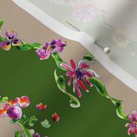 Enchanted garden ribbon Green stripe