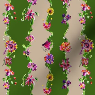 Enchanted garden ribbon Green stripe