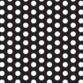 White polka dots on black background