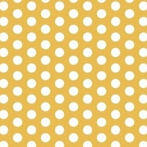 White polka dots on yellow background - baby girl and baby boy nursery design