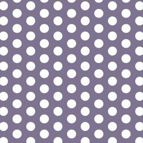 White polka dots on purple background