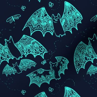 Aqua and Navy Lace Bats