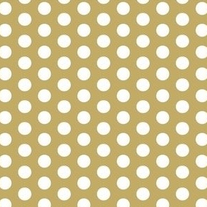 White polka dots on a tan background 