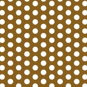White polka dots on a brown background 