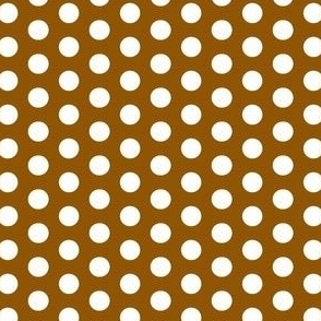 White polka dots on a brown background 