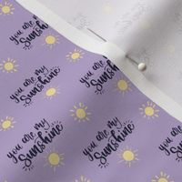 You are my sunshine watercolor / small/ lavender purple, navy and yellow