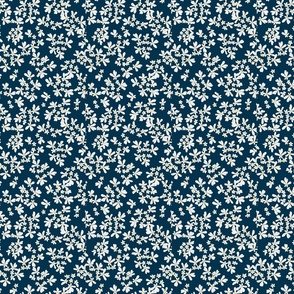 Ditsy White Wildflowers on dark blue