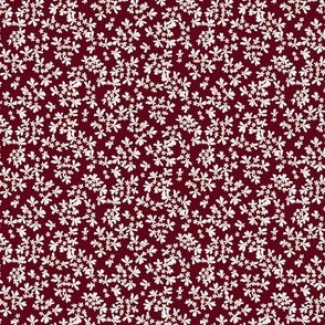 Ditsy White Wildflowers on dark burgundy