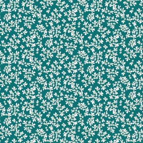 Ditsy White Wildflowers on Teal blue small