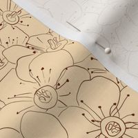 Floral wall line drawing  on Vanilla