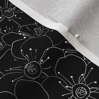 Floral wall line drawing on White and Black